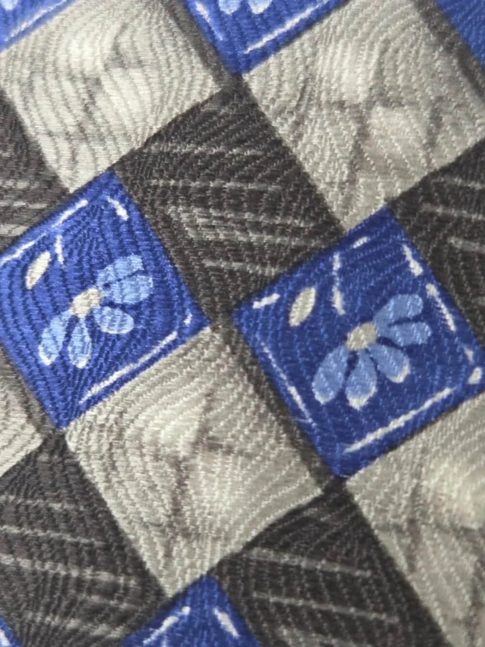 Barrington Mens 100 Percent Silk Tie 58 Inch Blue Gray Geometric Floral